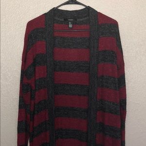 Forever 21 Gray & Red/Maroon Cardigan